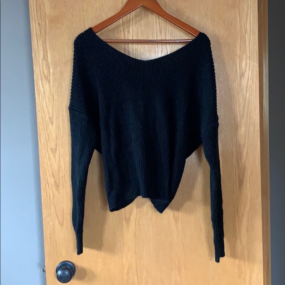 Black twist back sweater